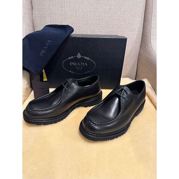 Prada brushed leather lace-up shoes, loafers size 5,5 EU 38,5-39 - Picture 3 of 10